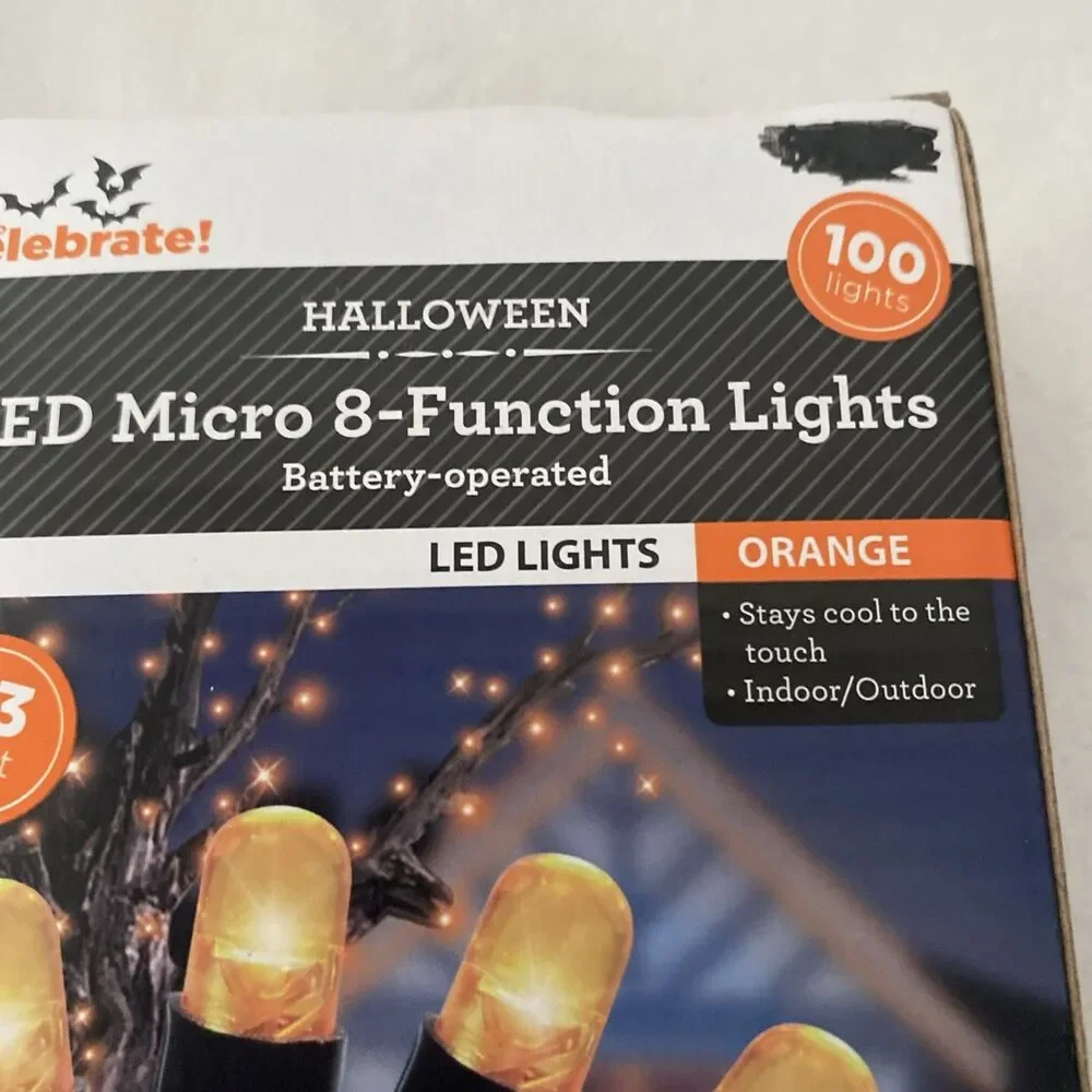 Holloween Led Micro Lights Purple Orange Indoor Outdoor Home Decoration 3 Pack